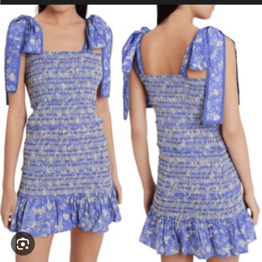 LoveShackFancy Purple Floral Mini Dress